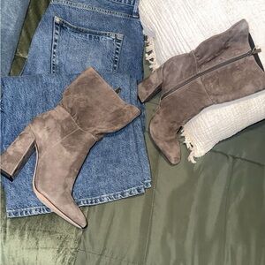 Halston Heritage Taupe Suede Heeled Boots